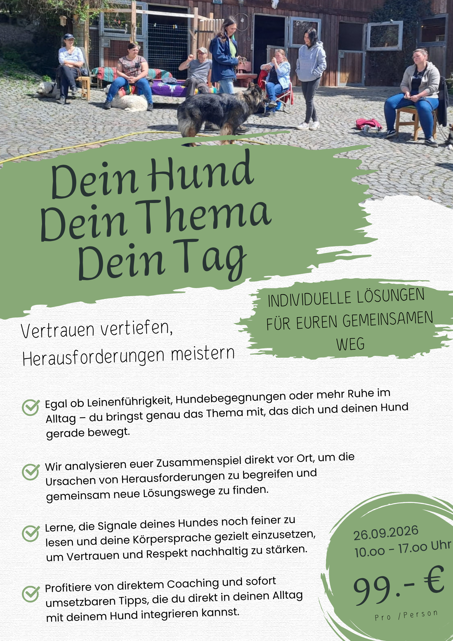 Dein Hund. Dein Thema. Dein Tag. Individuelle Lösungen für euren gemeinsamen Weg